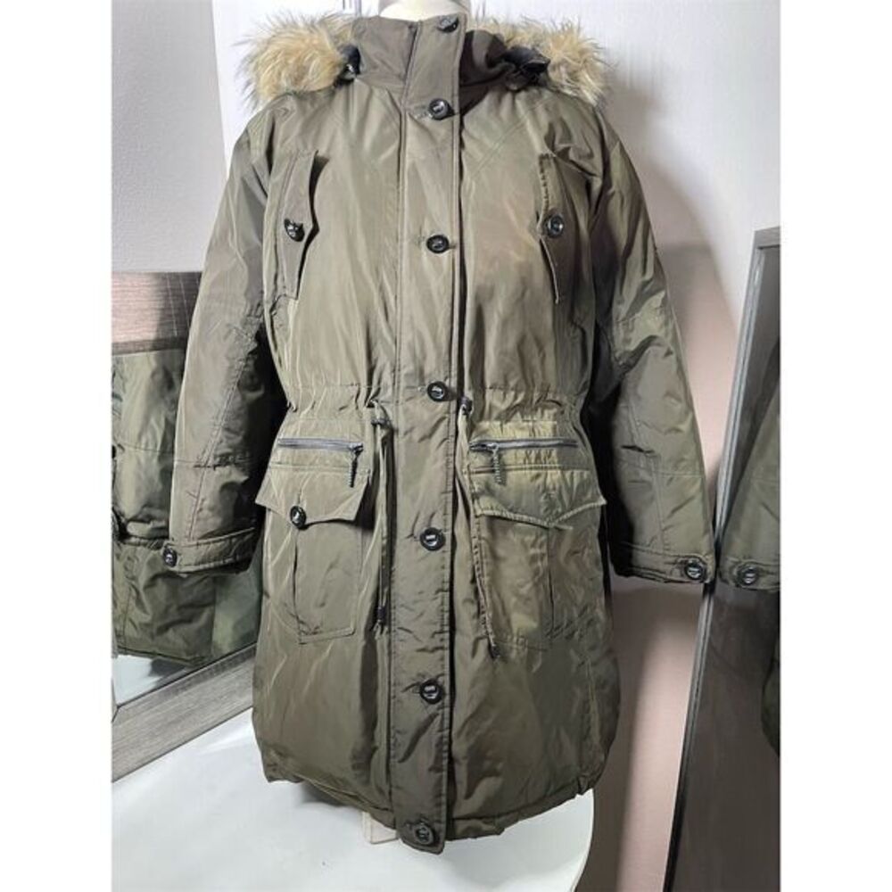 Rocawear Women's 3XL Green Parka Winter Jacket with Fur Trim Hood